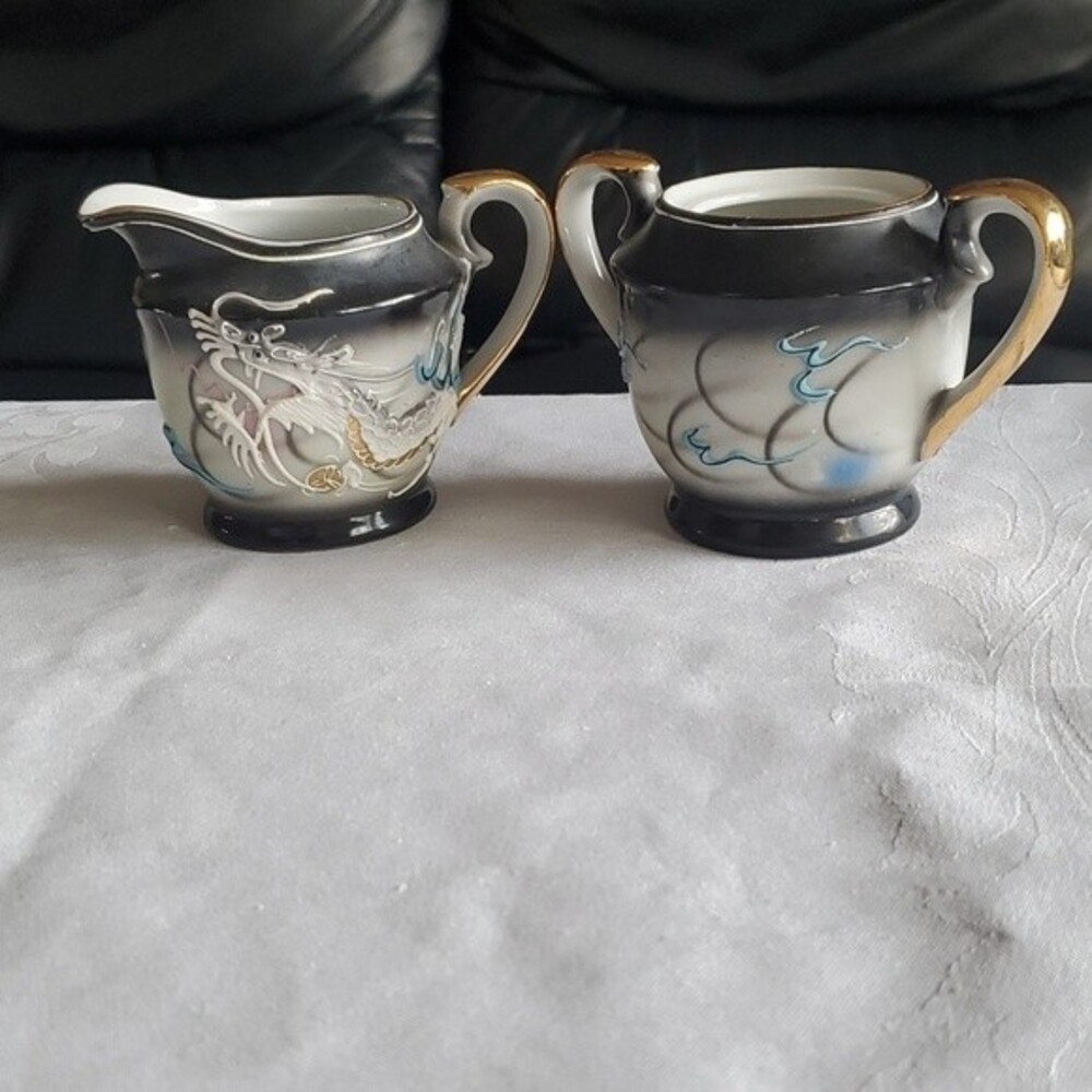 1950s Japanese Moriage Dragon Ware CREAMER & SUGAR (no lid)